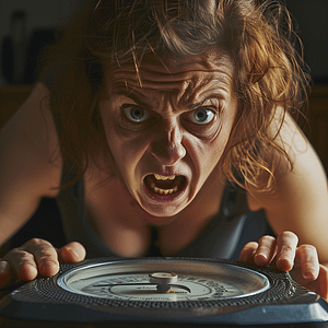 ai generated, woman, face, weight, weight loss, expression, anger, emotion, rage, aggression